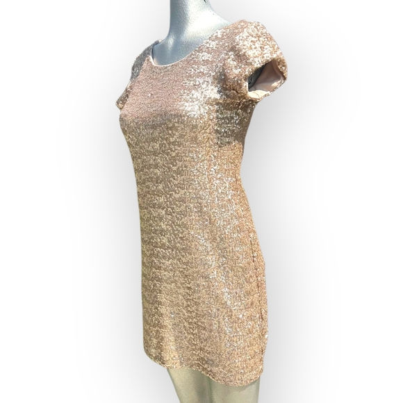 ✨ Free People Backstage Mini Dress | Champagne Gold Sequin | Low Back | Size Med - Picture 2 of 13